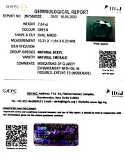 7.64/CT Natural Panna Stone with Govt. Lab Certificate (23310)